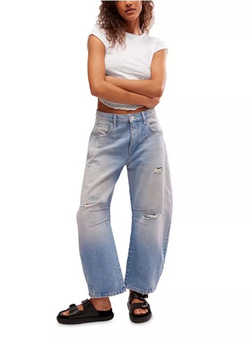 Bloomingdale's Light Blue Distressed Boyfriend Jeans